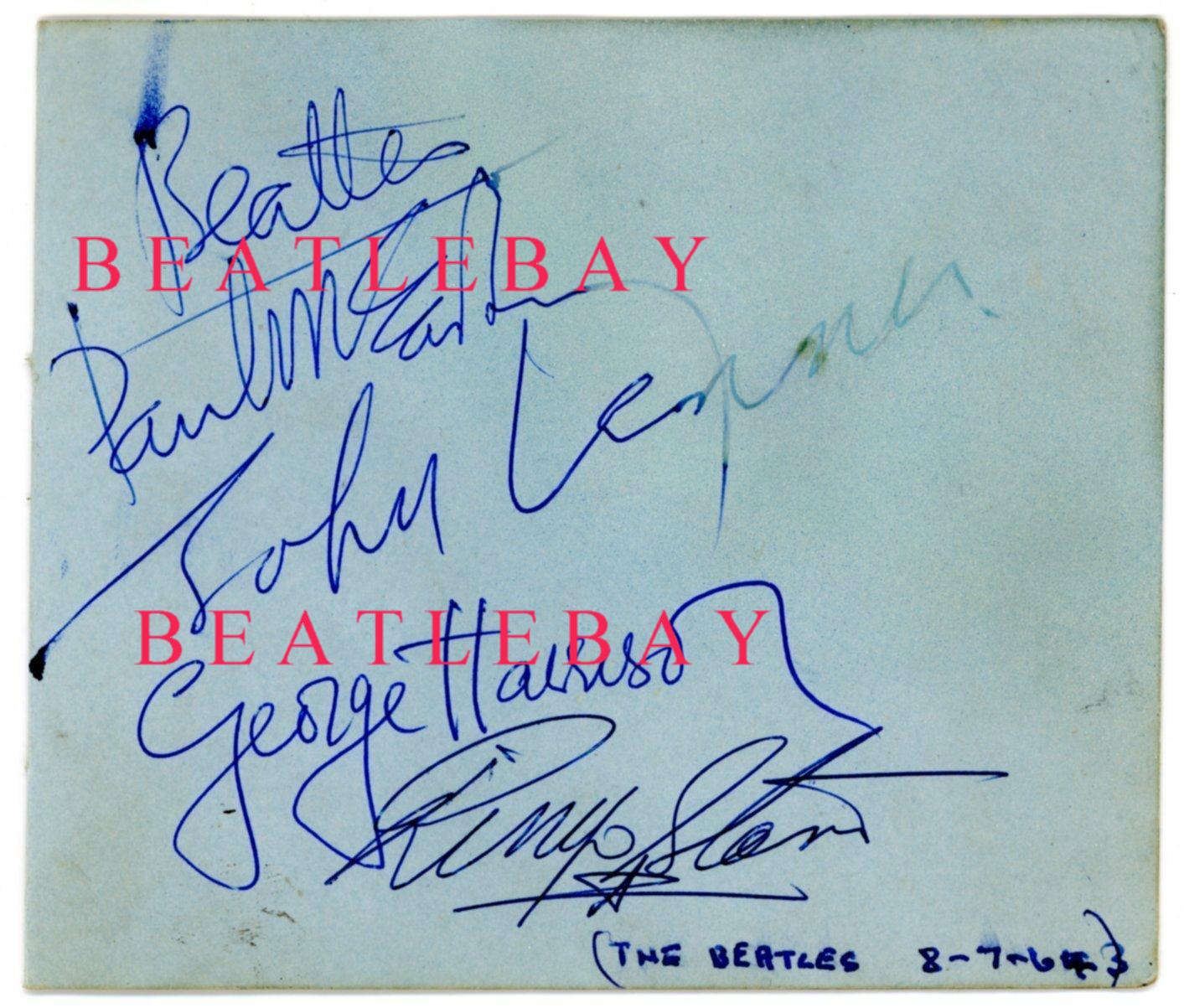 Very Nice UK 1963 Set of All 4 BEATLES AUTOGRAPHS!!